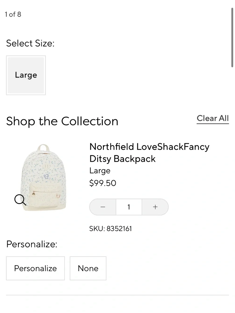 LoveShackFancy White Backpack with Blue Floral Print